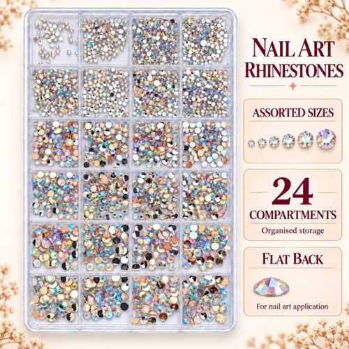 AB Nail Art Rhinestones – 24-Grid Assorted Sizes-5104