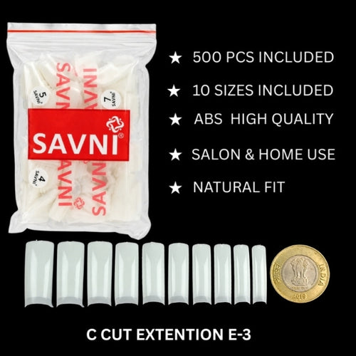 C-Cut Nail Extension Tips E-3 – 500 PCS | SAVNI-1102