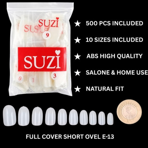 Full Cover Short Oval Nail Tips 500 PCS – SUZI E-13-1119