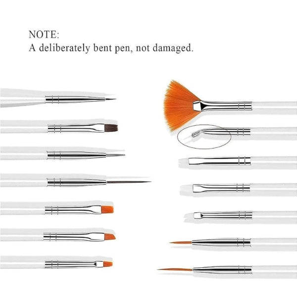 Nail Art Brush Set High Quality – 15 Pieces 1009