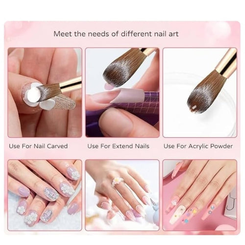 Acrylic Nail Brush Set – 3 Pieces with Mermaid Tail Handles-1024
