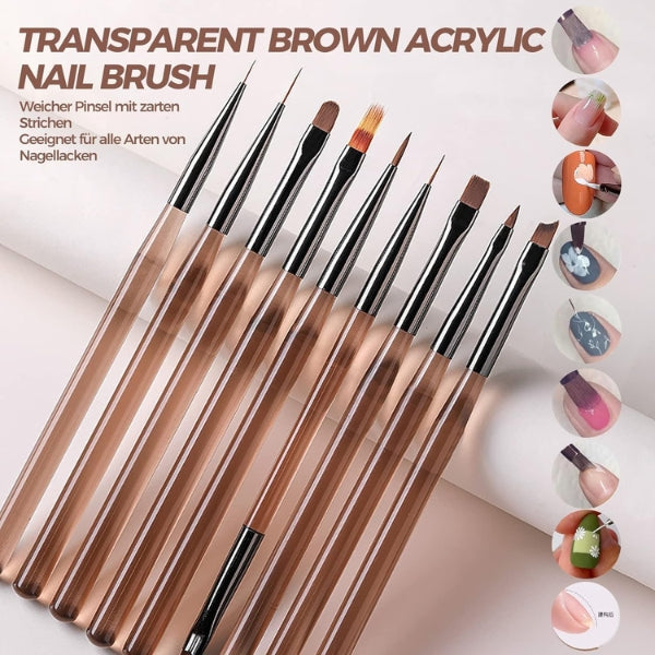 Nail Art Brush Set – 9 Pieces with Assorted Tips-1021