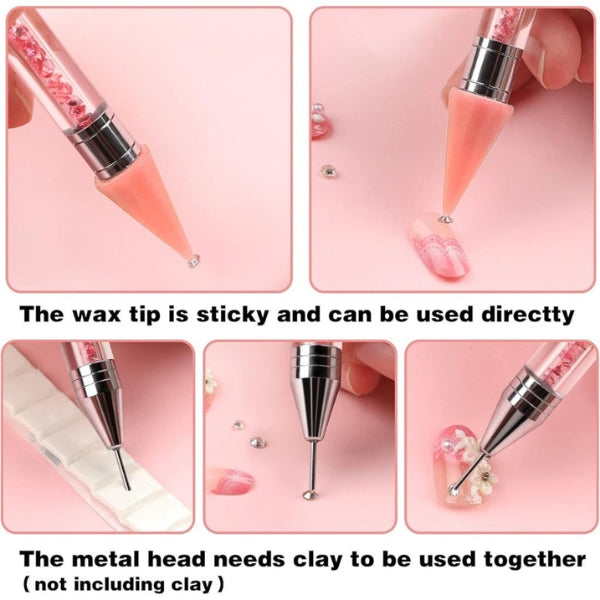 Rhinestone Picker Pen – Dual-Ended Wax & Steel Nail Art Tool-2009