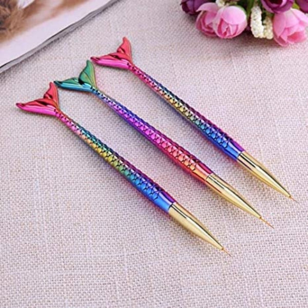 Nail Art Liner Brush Set – 3 Pieces with Mermaid Handles-1010