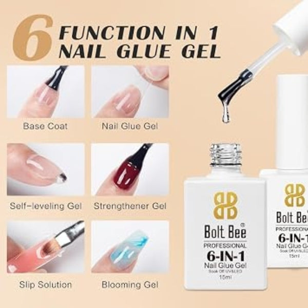 Bolt Bee 6-in-1 UV Nail Glue Gel, 15ml-9019