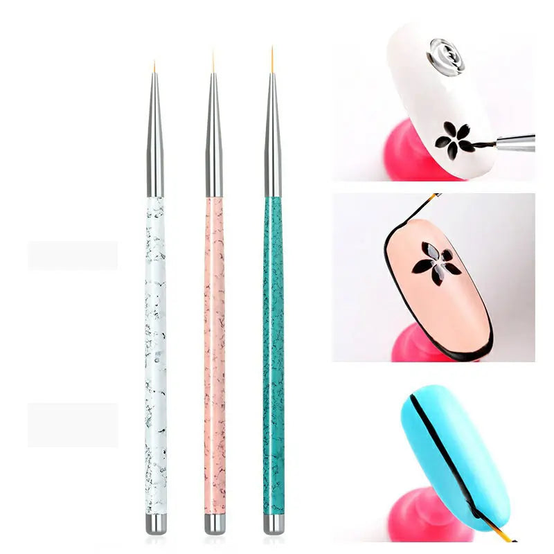 0-00-000 Detailing Art Brush, Multicolor Handle - Set of 3 - 1011