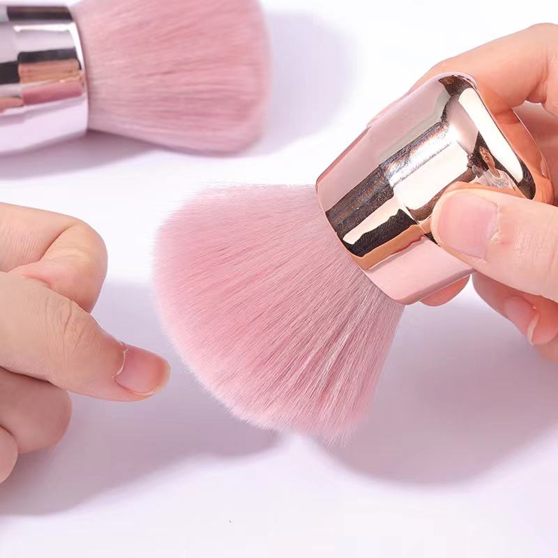 Loose Powder Brush Large Pink Powder Foundation Brush Flat Arched Perfect For Blending Liquid,Concealer , Powder,Buffing and Flawless Cream 1017
