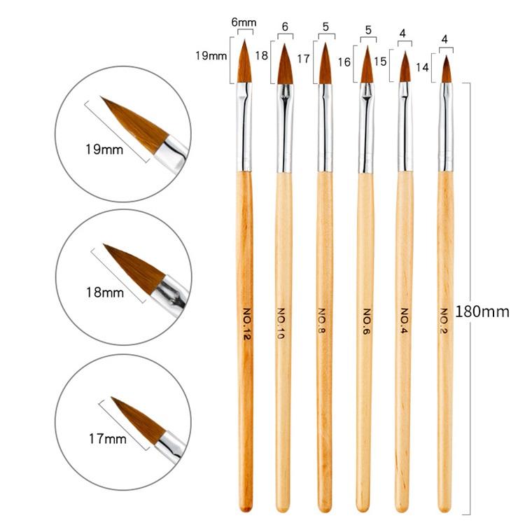 Professional Acrylic Nail Brush Set (6 Sizes) 1002