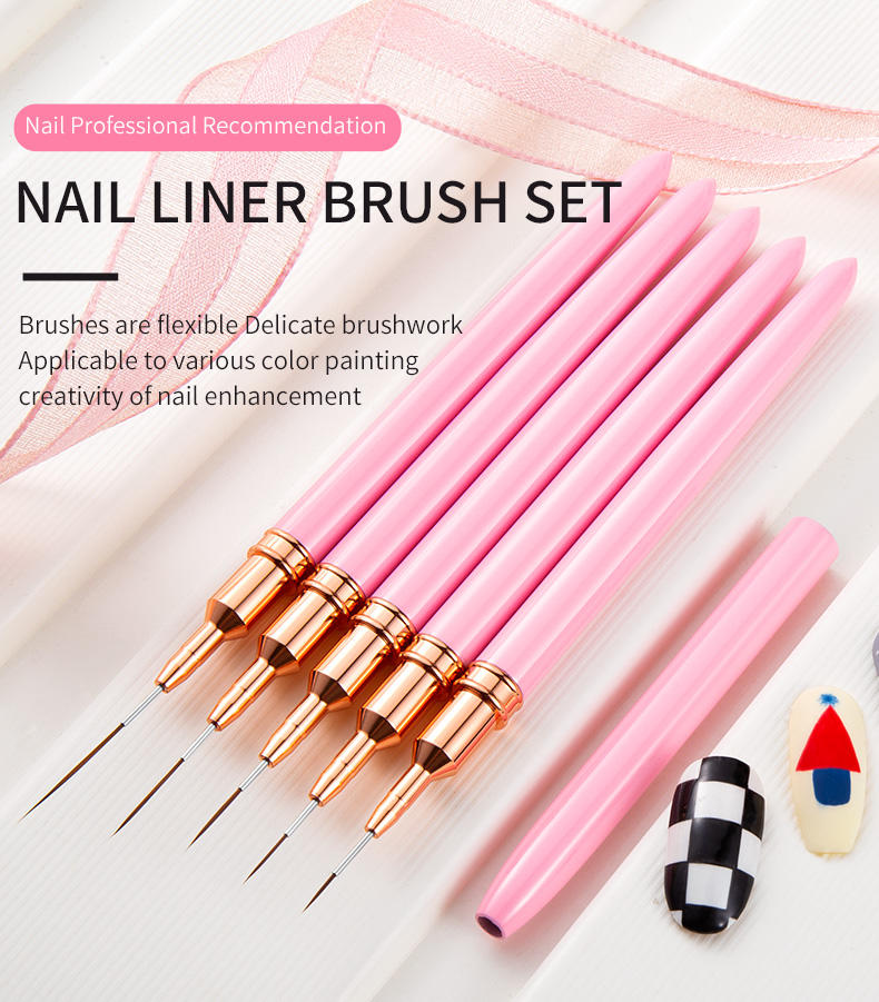 SAVNI Ultra Fine Nail Art Liner Brush Set (5 Pieces) 1012