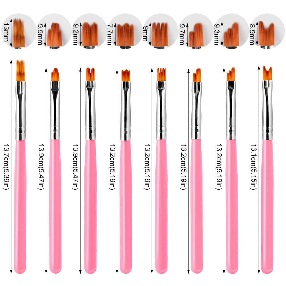 8 Pcs Flower Nail Art Brush Set, - 1013