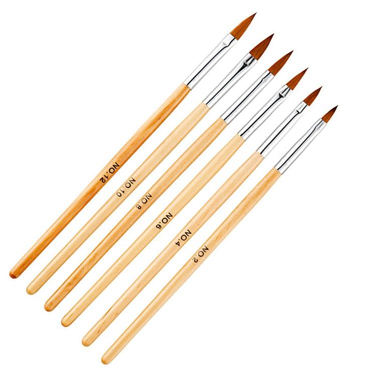6Pcs Nail Art Acrylic Uv Brush Pen Manicure Tool Beige 1001