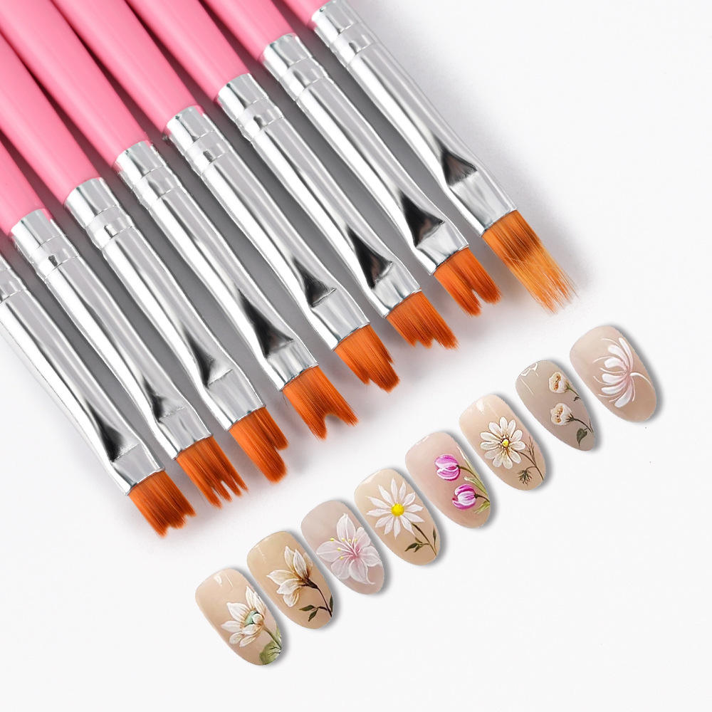 8 Pcs Flower Nail Art Brush Set, - 1013