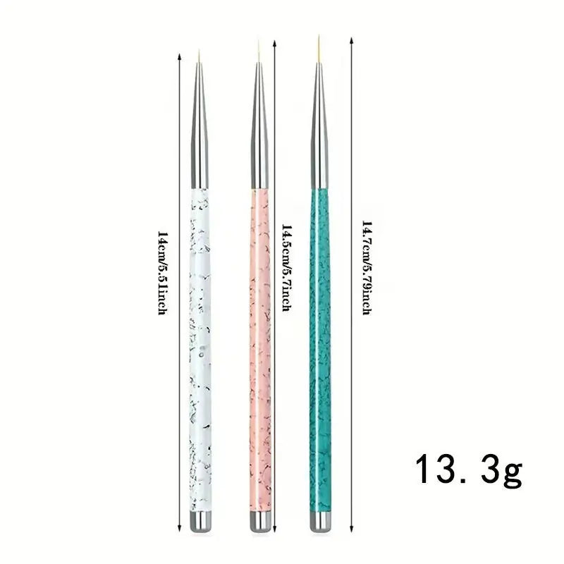 0-00-000 Detailing Art Brush, Multicolor Handle - Set of 3 - 1011