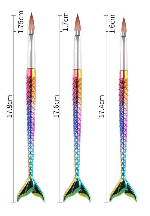 Professional Mermaid Tail Acrylic &amp; Gel Nail Brush Set (3 Pieces) 1029