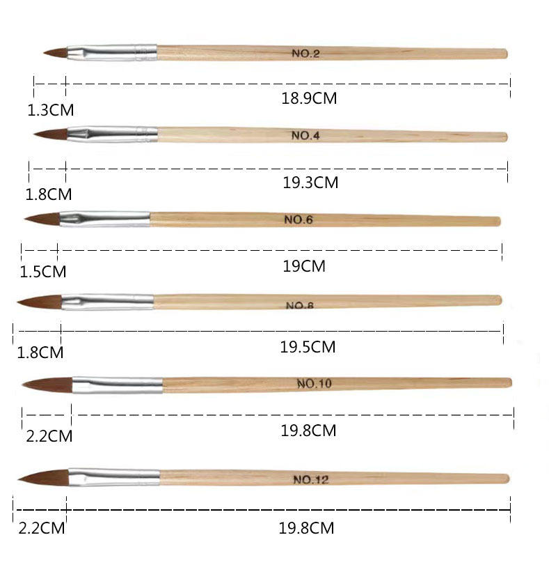 6Pcs Nail Art Acrylic Uv Brush Pen Manicure Tool Beige 1001